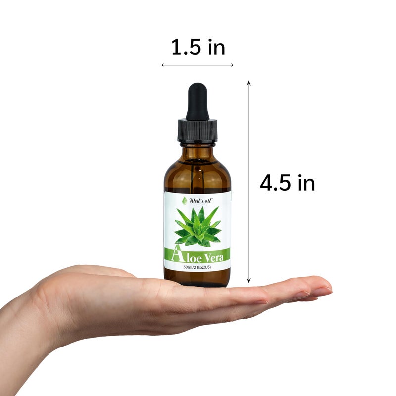 Well's Oil زيت الألوة فيرا من ويل - مرطب ومغذي | يدعم مظهر الشعر الصحي ويهدئ البشرة الجافة | طبيعي بالكامل | للعناية بالبشرة والشعر (2 أونصة سائلة / 60 مل) - Image 2